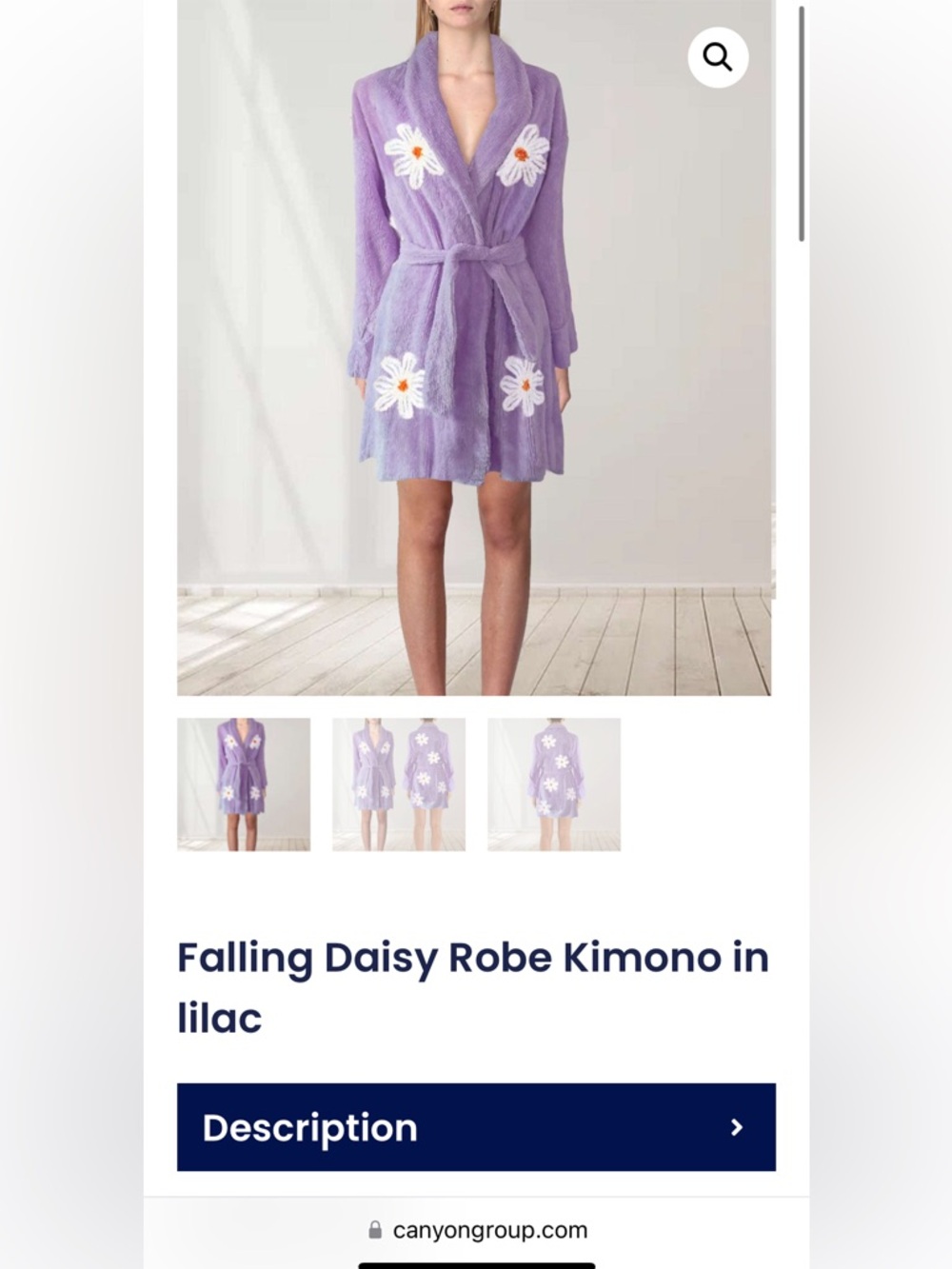New Falling Daisy Plush Robe Kimono - Lilac